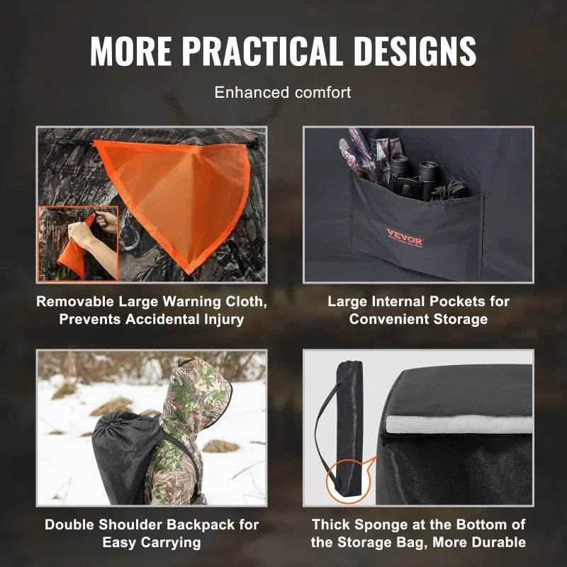 Hunting 70° See Through Ground Blind, 1-2 Person Pop Up Deer Blind Hunting ,Carrying Bag