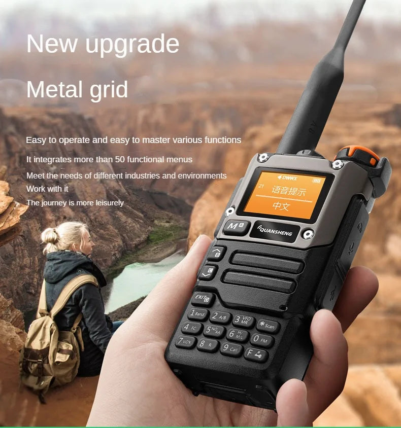 Walkie Talk5W Air Band Radio Type C Charge UHF VHF DTMF FM Scrambler NOAA Wireless Frequency 2Way CB