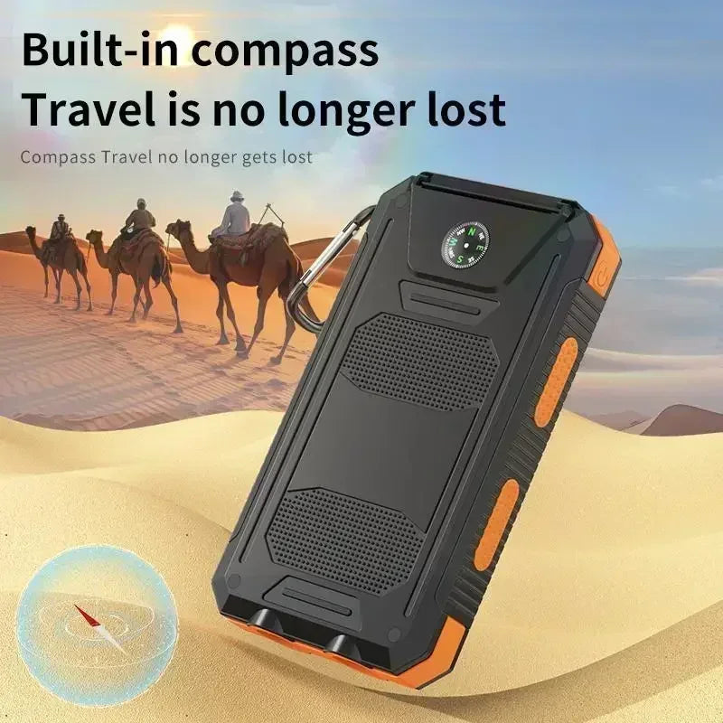 10000mAh Solar Power Bank 4-in-1 - Fast Charge+LED Light Outdoor Camping Gear