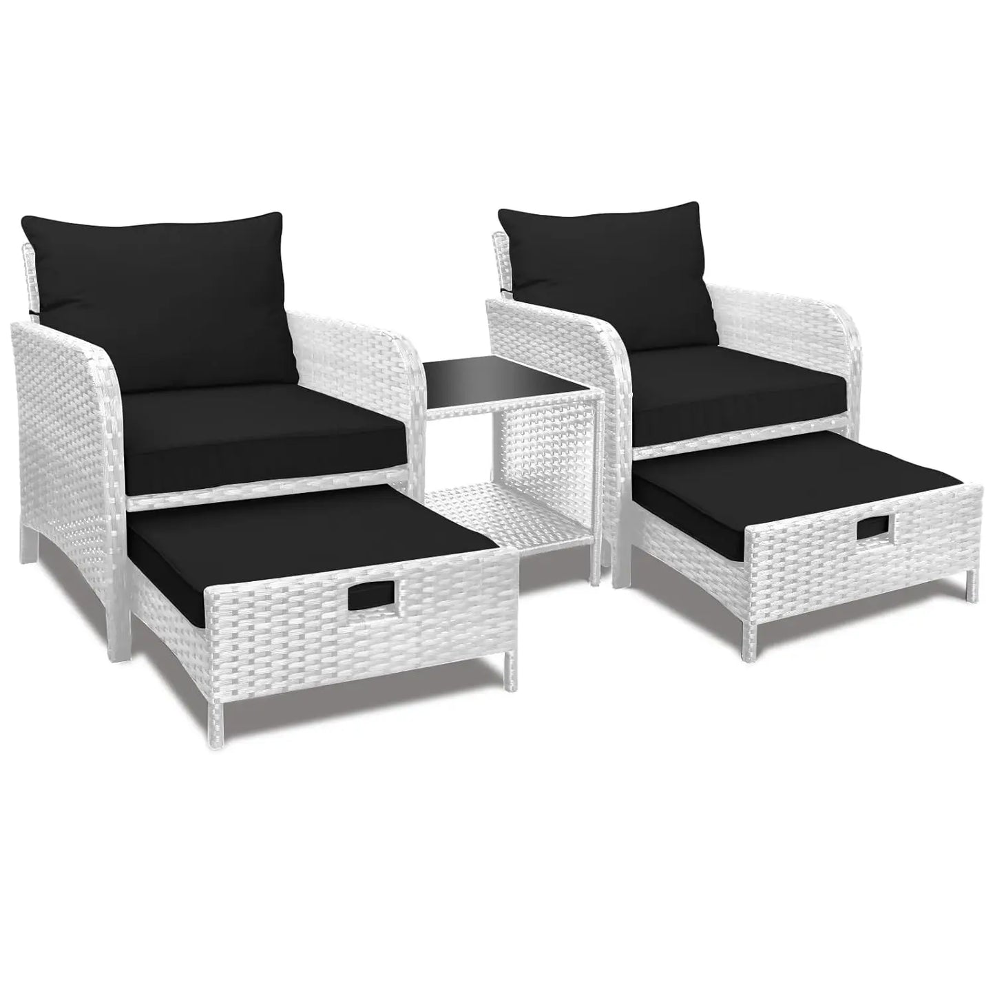 Balcony Furniture 5 Piece Patio Conversation Set, PE Wicker Rattan .Soft Cushions 2, Customized