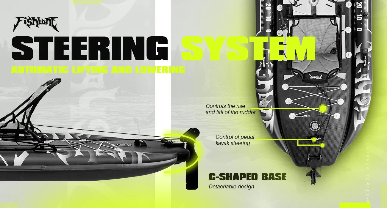 Fishing Kayak Boat Pedal Drive Siton Top Pedal Drive Kayak Orientation System, 11'*44"*4",Cap.507LBS