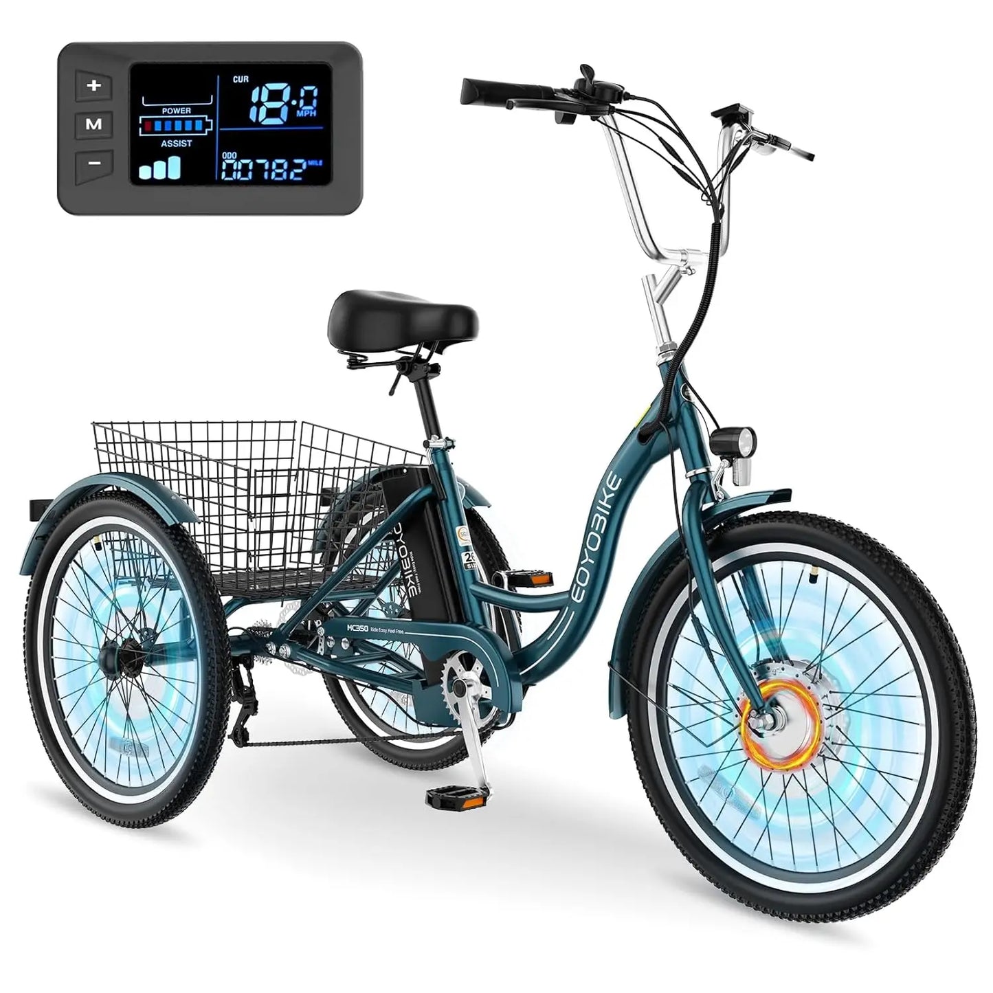 E-Tricycle, Adults, 350W 36V,Motorized Three Wheel , 7 Speeds 3 Wheels, Customized