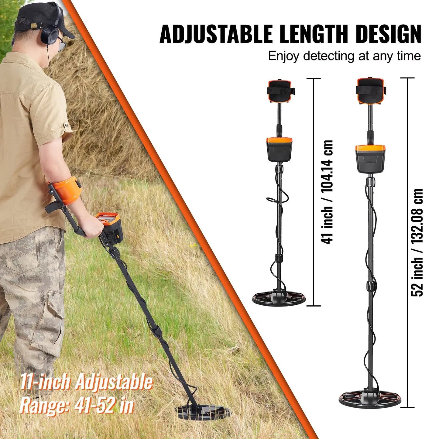 "10" metal detector – 7 modes, 10" depth, waterproof. For adults/kids."