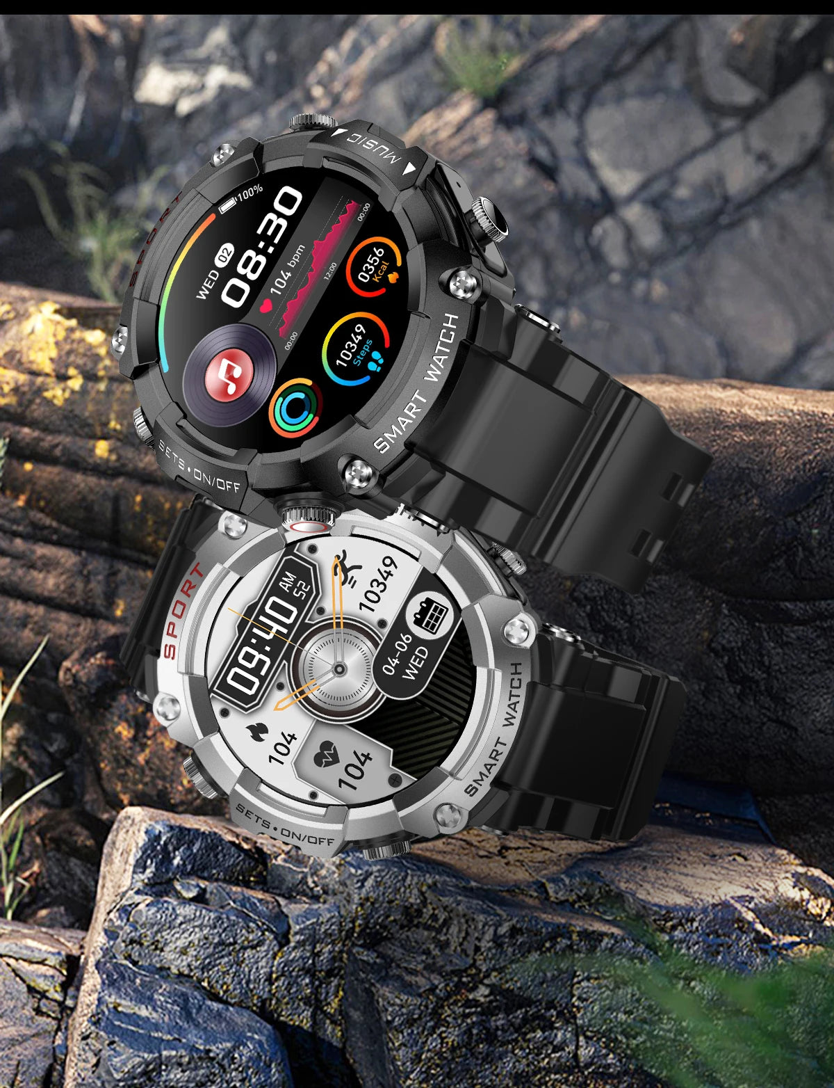 Smart Watch AMOLED Display In-Ear Bluetooth Headset Heart Rate Blood P, Oxygen Sat. Monitoring HD