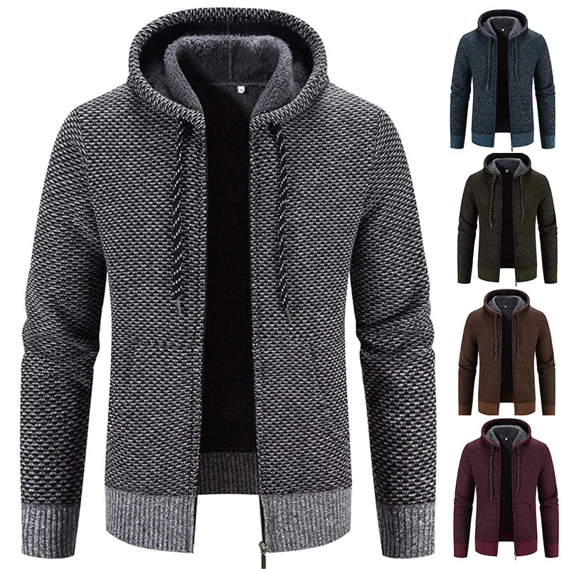 Male Knitted Casual Jackets, Hood Men's Sweater Coat Y2K Baseball Jumpers Jersey Top Clothing