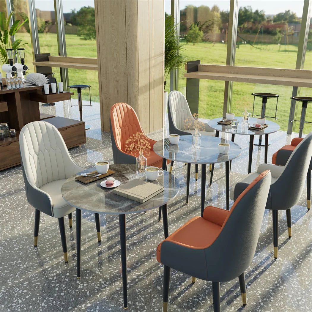 Leather Dining Chairs, Arms Modern Kitchen Dining Room Chairs, Metal legs,kitchen, apts