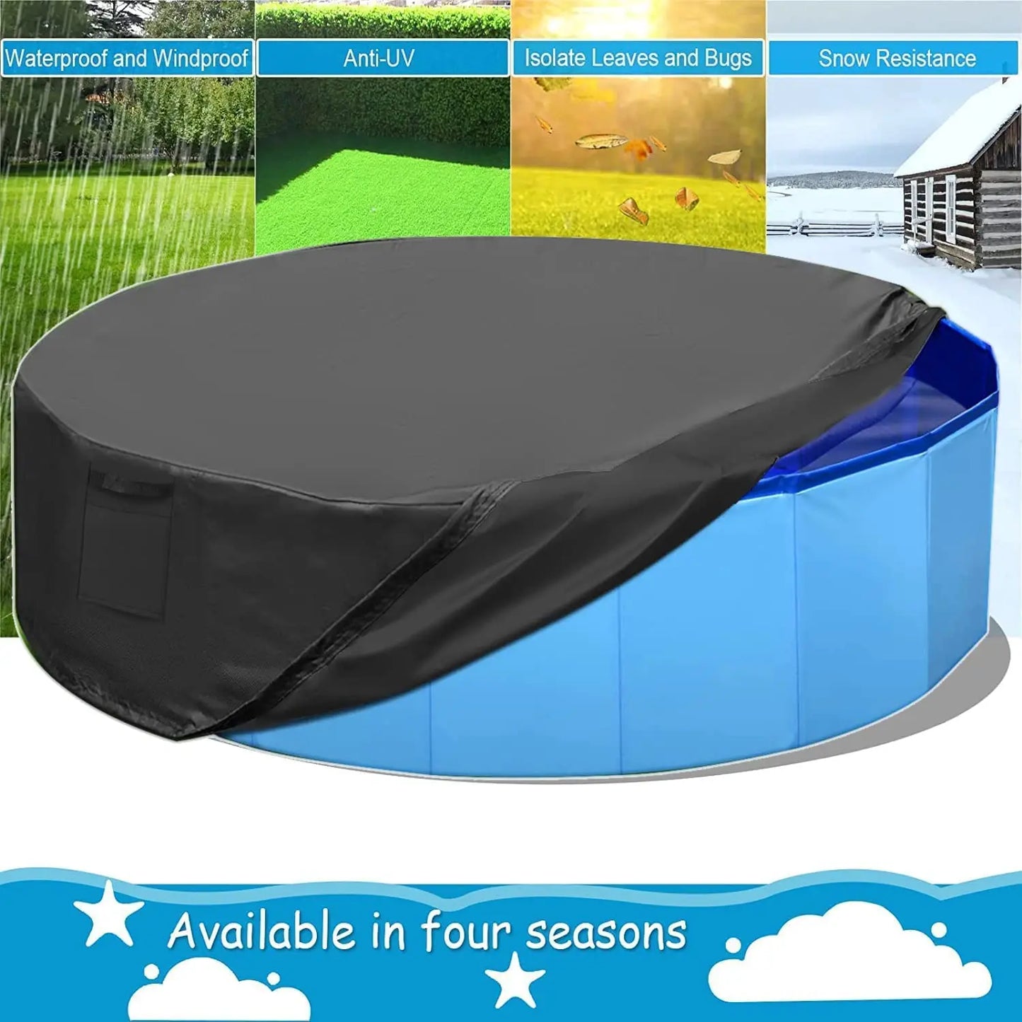 Dog Swimming Pool & Pool Cover Portable Plastic Grooming Tub scratch Resistance