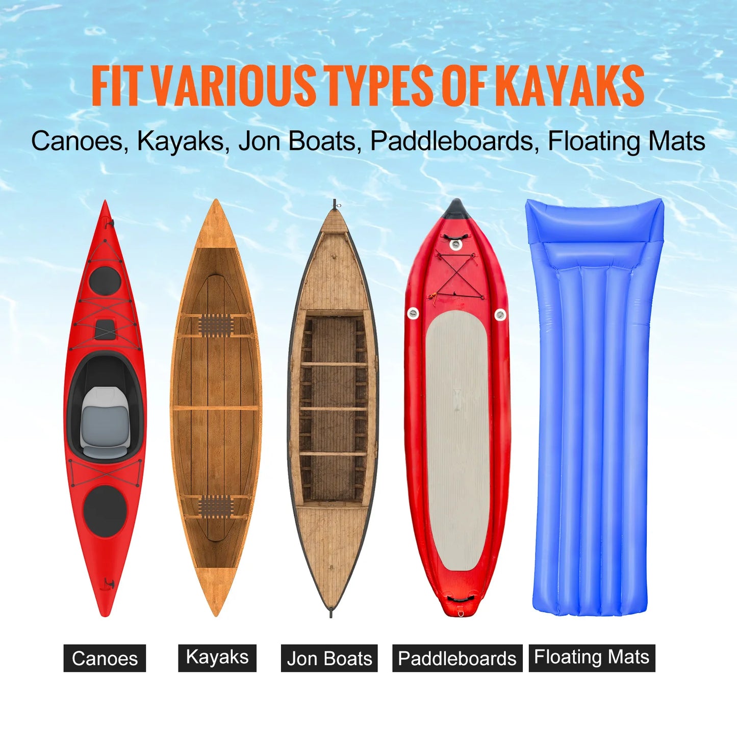 Kayak Cart 450lbs Detachable Canoe Trolley Cart with 12'' Tires Adjustable Width for Paddleboards