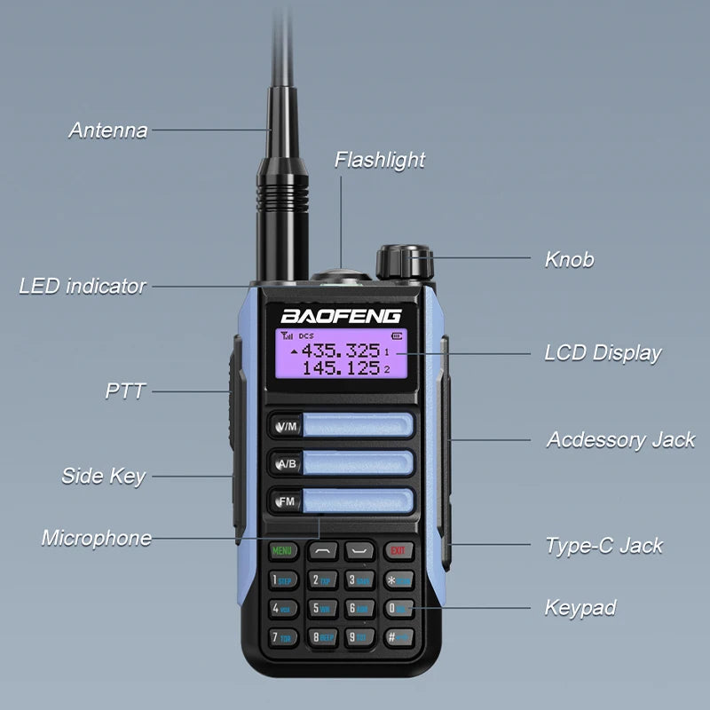 Waterproof Walkie Talkie Dual Band High Power Radio Dual Band Vhf Uhf CB Ham Radio Long Range
