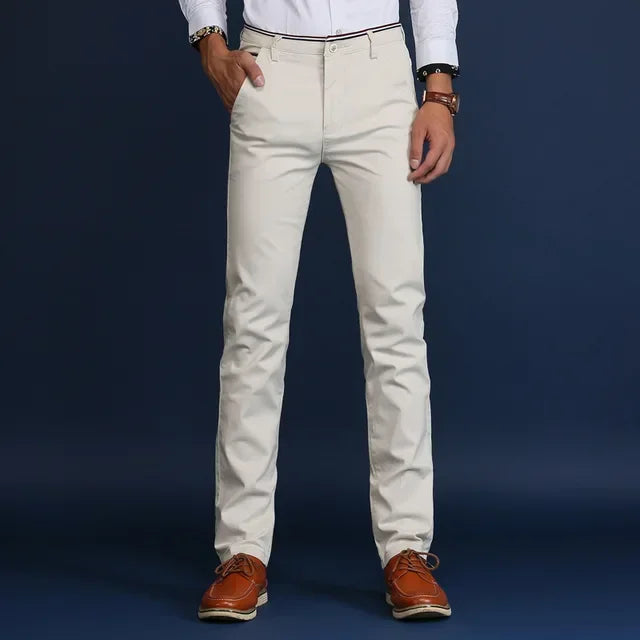 Classic Style Men Thin Casual Pants Fashion Business Cotton Solid Color Office Trousers High Quality