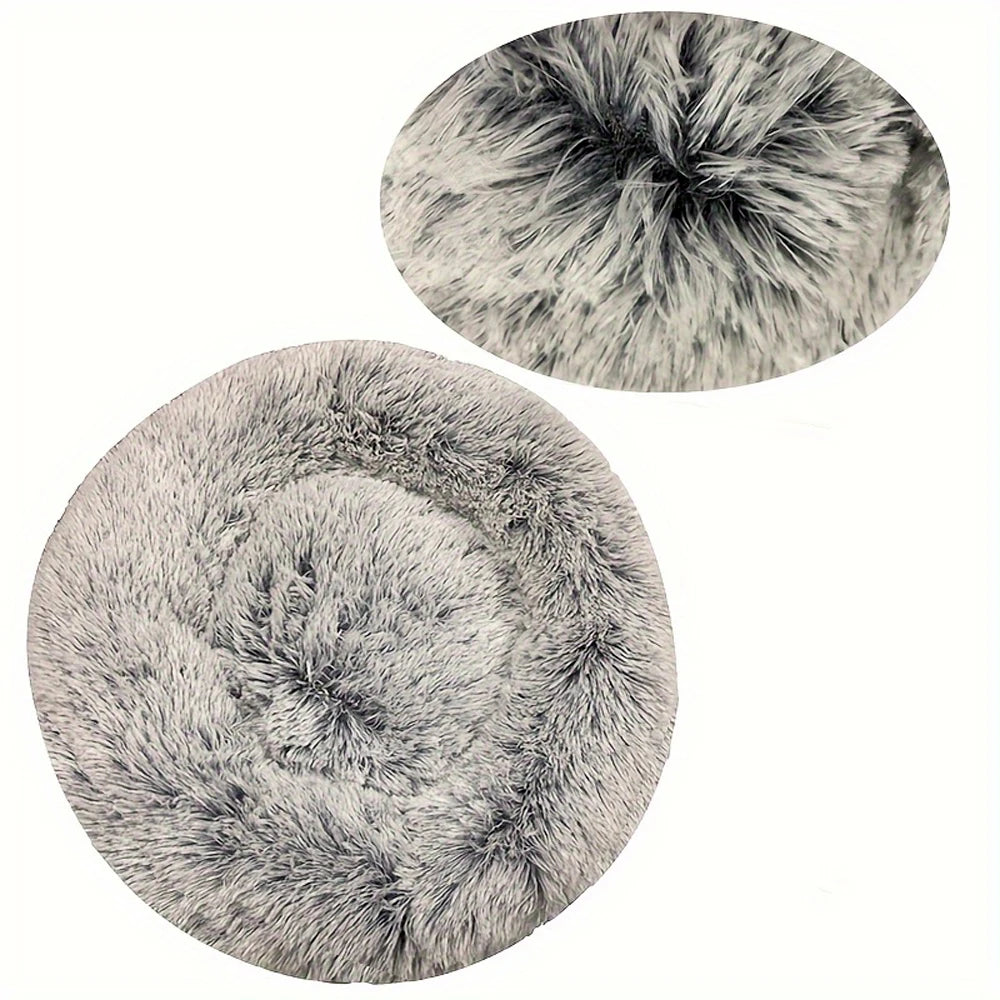 Round Dog/ Cat Bed Plush Basket Washable Pet Bed for Small Medium pet