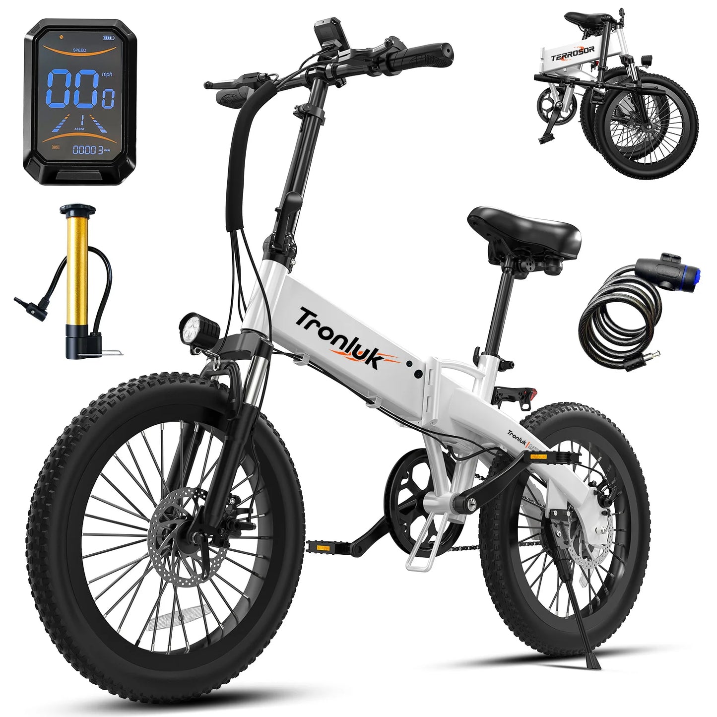 E-bicycle 720W peak 48V12AH 20 inch * 2.4 road tire 5-speed with assisted riding 20MPH urban commute