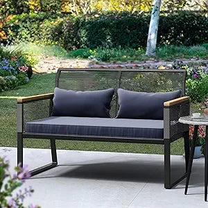 Outdoor Patio Set 4 Pieces, Wicker,Soft Cushion & Coffee Table, Rattan Bistro Set Patio Set Chairs