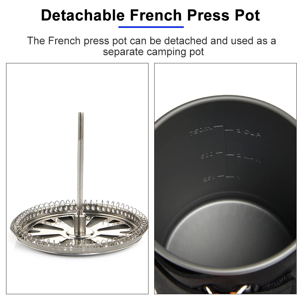 Widesea Camping Cooking System with Heat Exchanger  Coffee Pot Cup Cookware Tableware