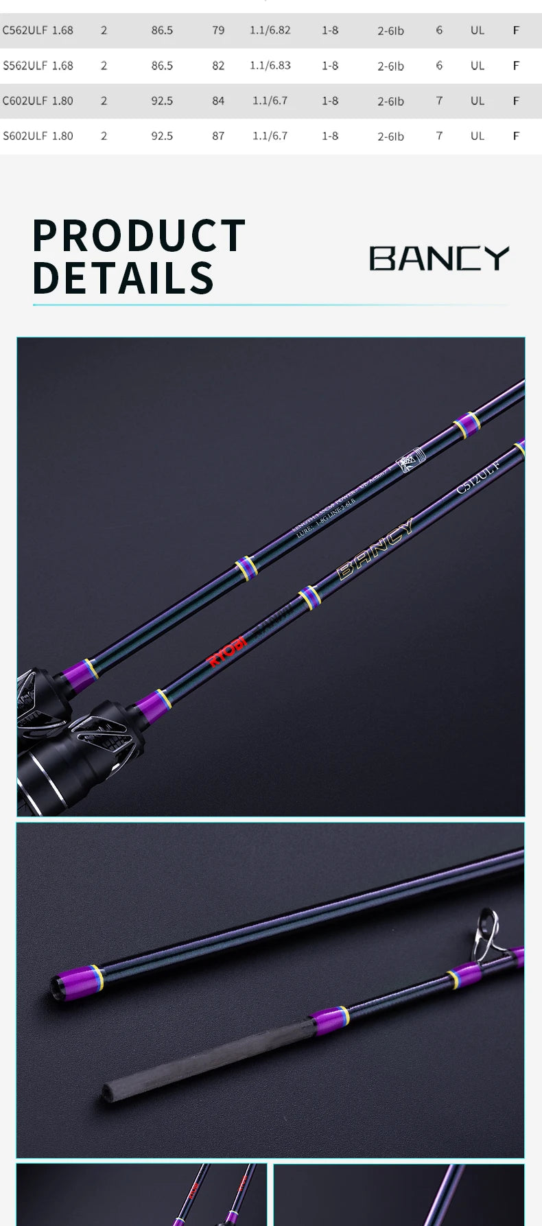 Ultralight Fishing Rod 6'/5'6" Spinning Casting 2 Pieces Stream Lightweight 24T High Carbon Fiber