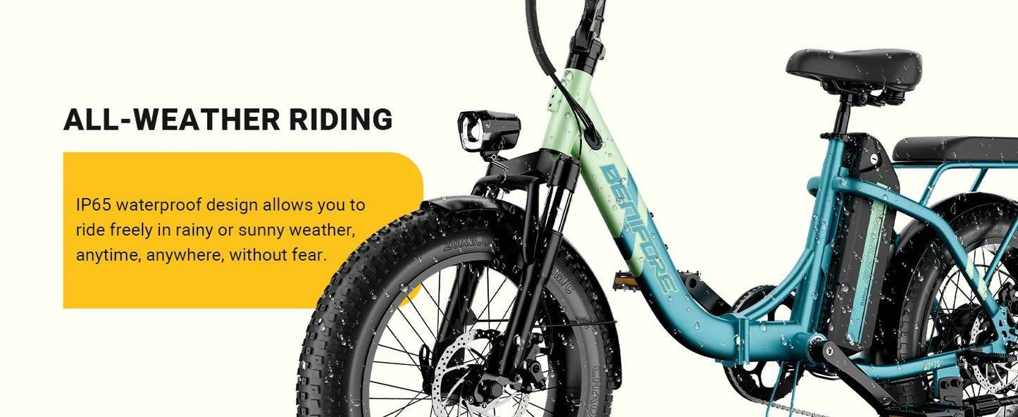 City E-Bike 750W Motor 48V15AH Battery, Seat Back + Footrest Electric Bike 26*3.0-inch Fat Tire