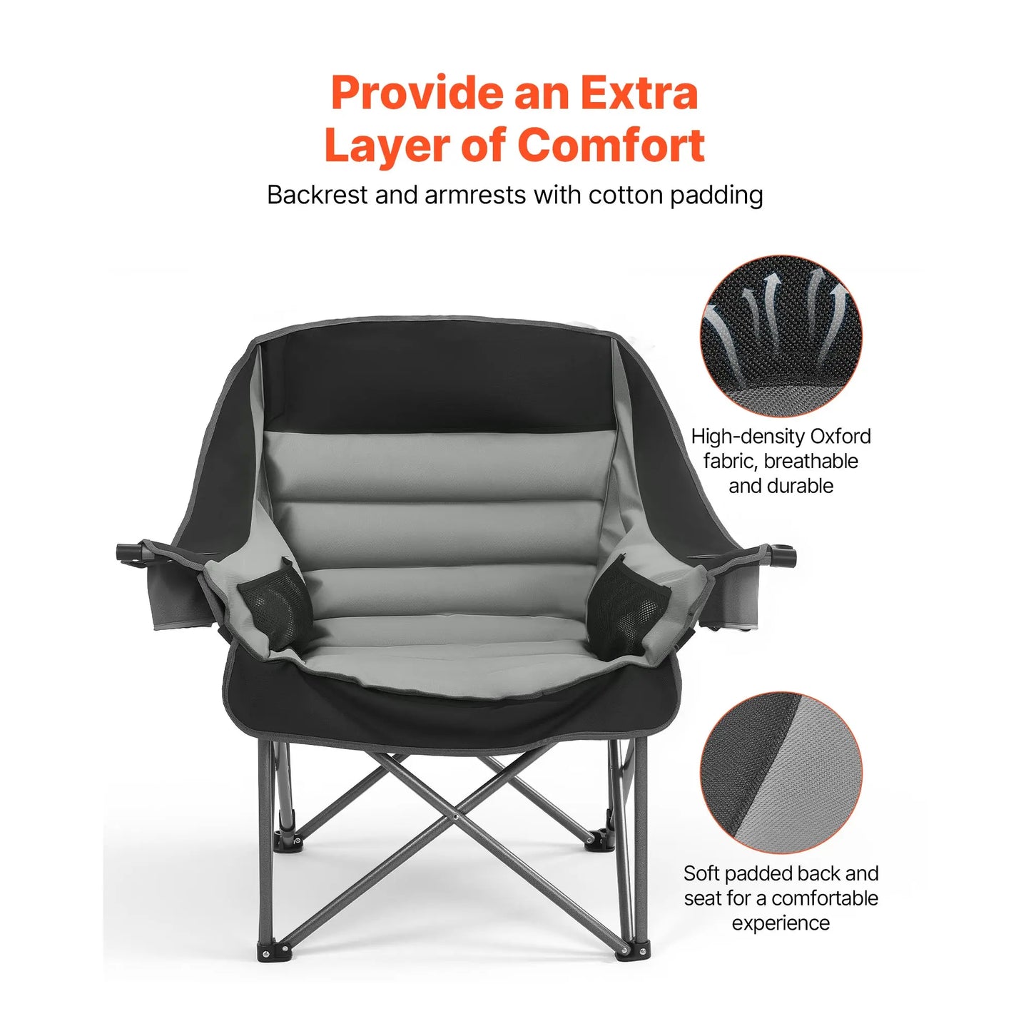 Lg.Camping Chairs 450lbs Heavy Duty Portable Padded Folding Camp Chairs w/Carry Bag