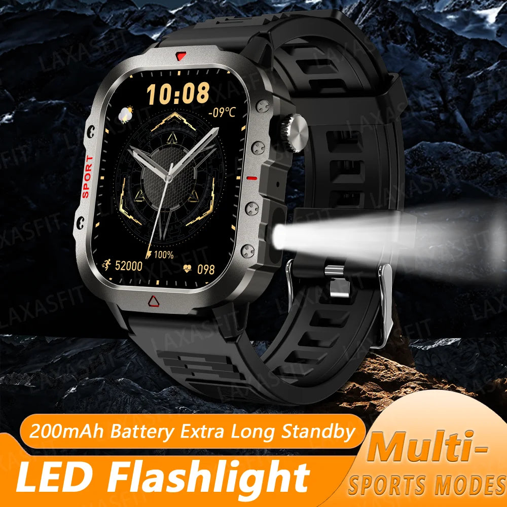 Smart Watch Bluetooth Voice Call LED Flashlight Health Monitor Outdoor Sports Smart