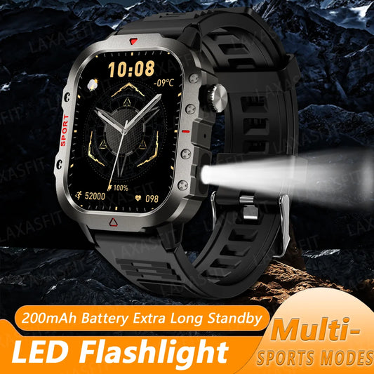 Smart Watch Bluetooth Voice Call LED Flashlight Health Monitor Outdoor Sports Smart