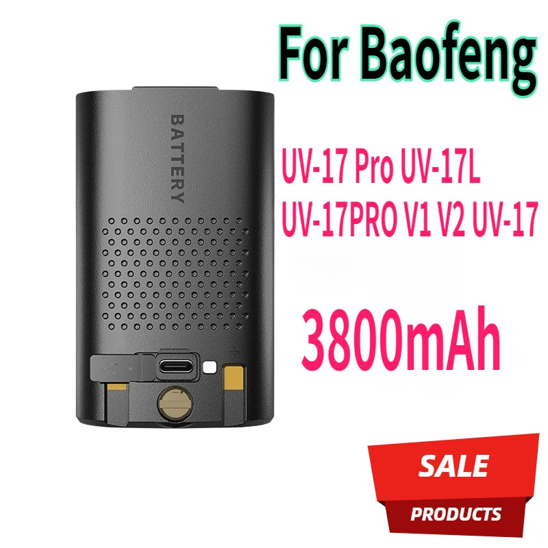 Walkie Battery UV-17 Pro Li-ion 800mAh BL-17UV, Type C For Boafeng UV-17L UV-17PRO V1 V2 UV-17