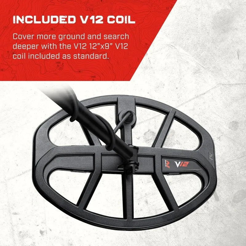 540 Multi-Frequency Pinpointing Detector, Adults, Iron Bias & V12 12"x9" Double-D Waterproof Coil