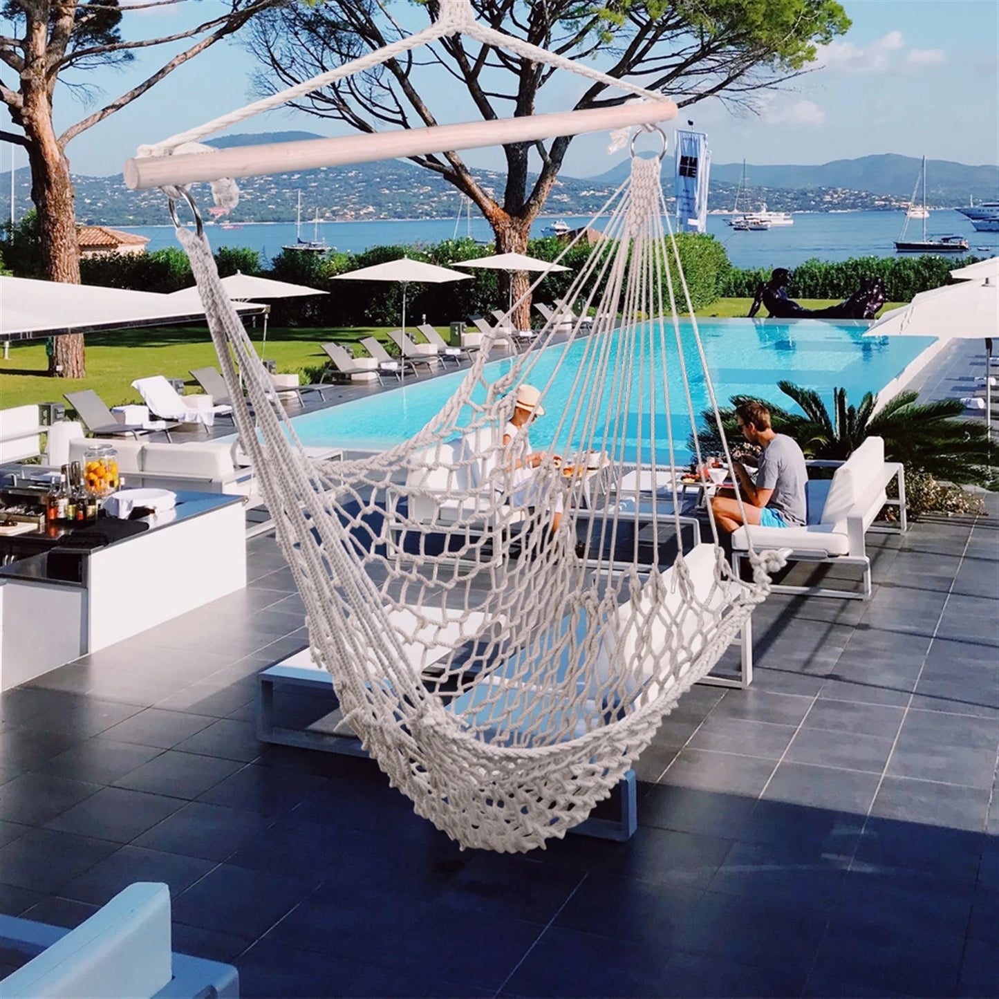 Nordic Style White Hammock Out-indoor Garden Dormitory Bedroom Hanging ChairSwinging Single Safety