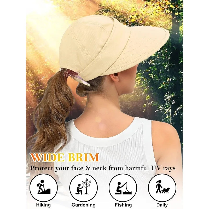Sun Hats for Women,Wide Brim Visor UV Protction,foldable, Dual Purpose for Beach Summer
