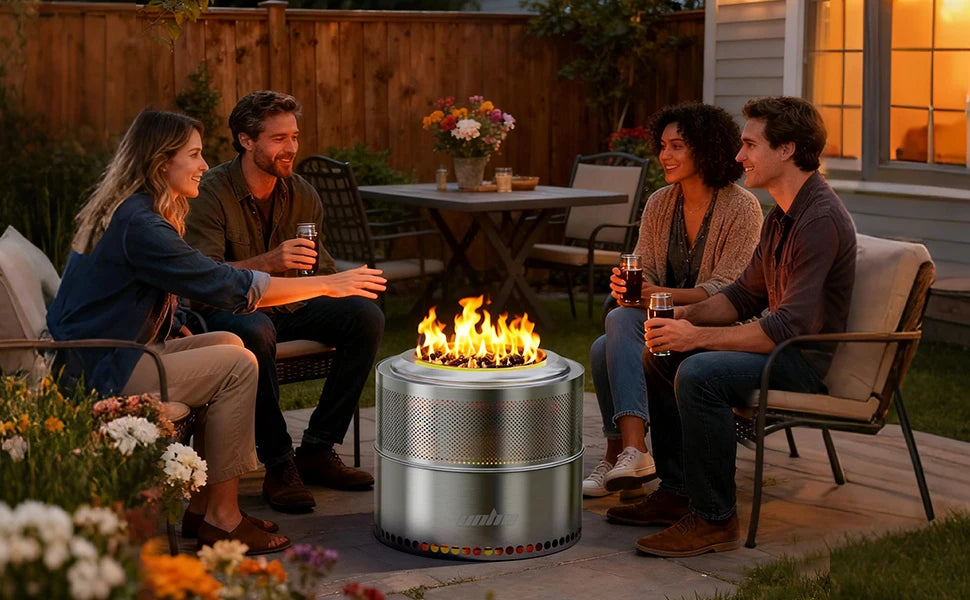 Wood Burning Firepit,Large Stainless Steel Smokeless,Carry Bag,Outdoor Camping Firewood Burner Stove