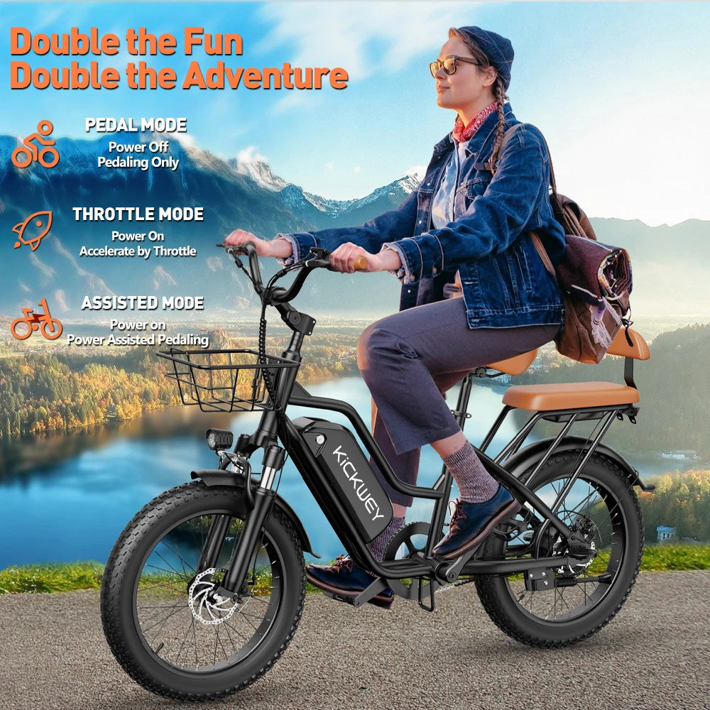 Electric Bike for Adults 20'' 1500W Peak Ebike,  to 50 Miles 32MPH Electric Mountain Bike 48V 20AH