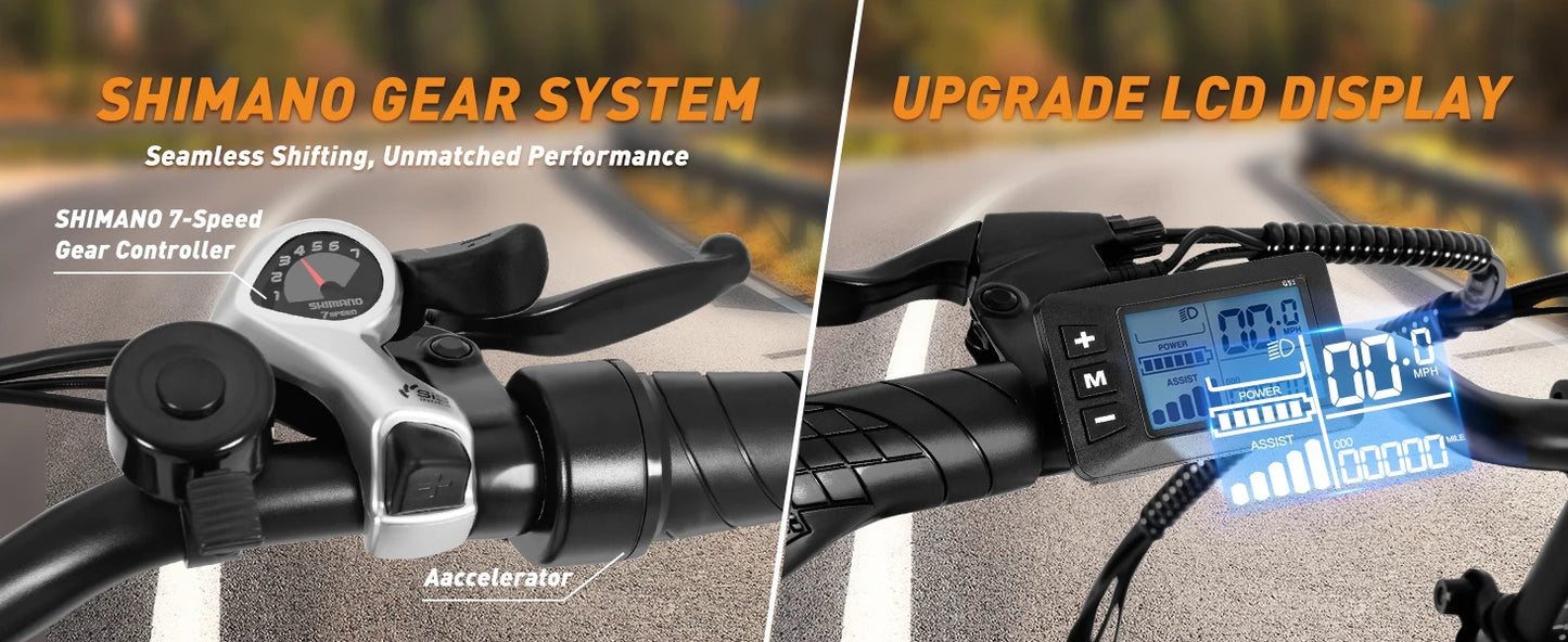 A20 E-Bicycle 1200W Peak Motor 48V10.4AH Lithium Battery Electric Bike 20*3.0 Inch Fat Tire E-bike