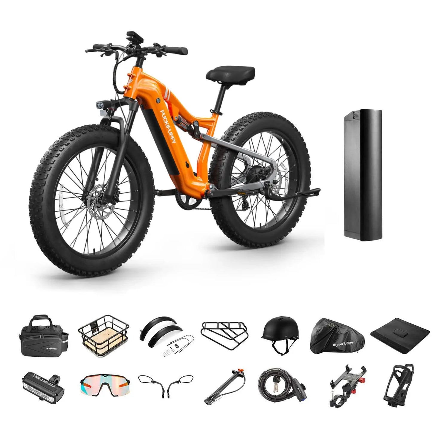 PUCKIPUPPY Lab-pro E-Bike 26" Fat Tire Full Suspension Mountain1350W 48V 20AH Ebike 2-Yr Warranty