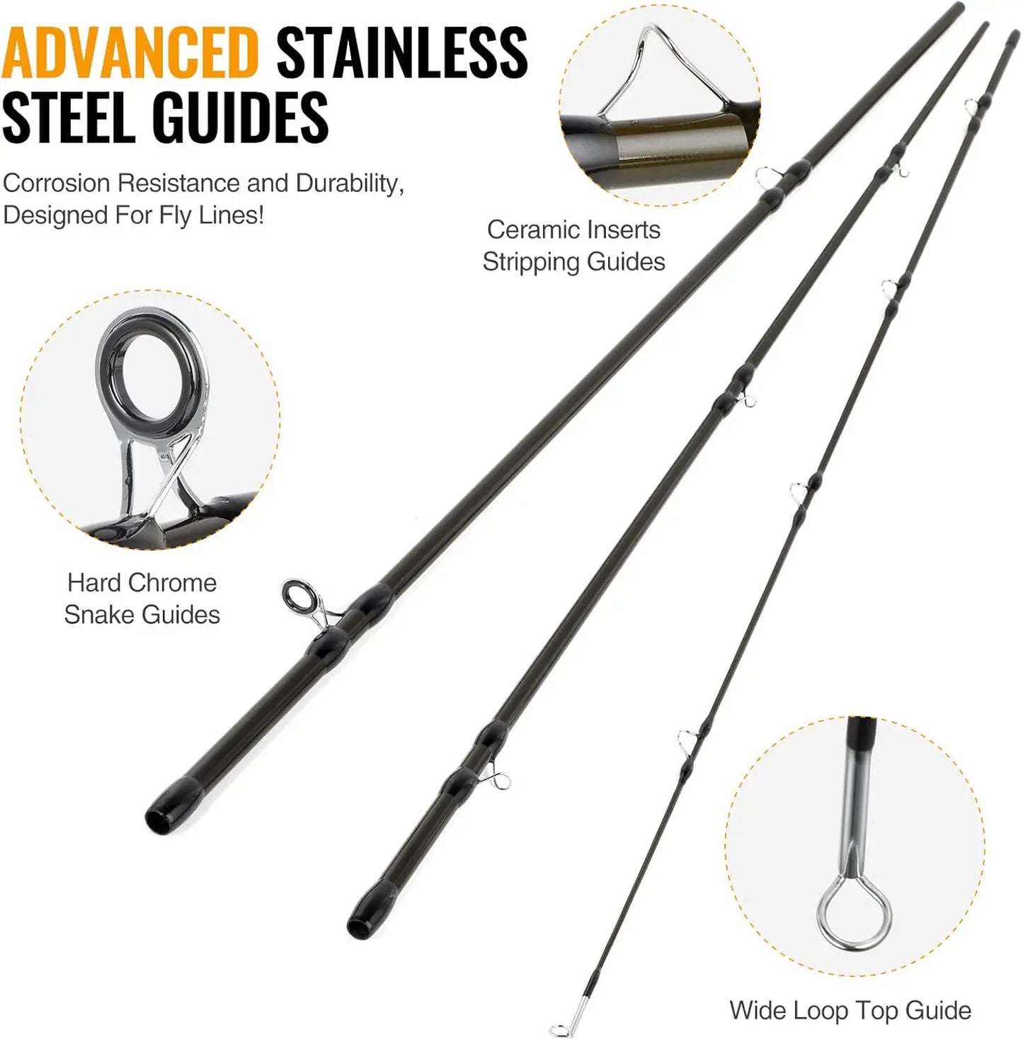 Lightweight 4-Piece Graphite Fly Fishing Rod & Reel Combo Starter Kit with Portable Bag