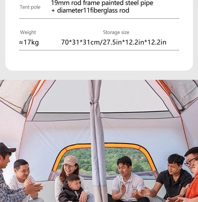 Large Family Tent 8-12 Person 2 Room Windproof, Sun Protection bug Net, Instant ,4 Season