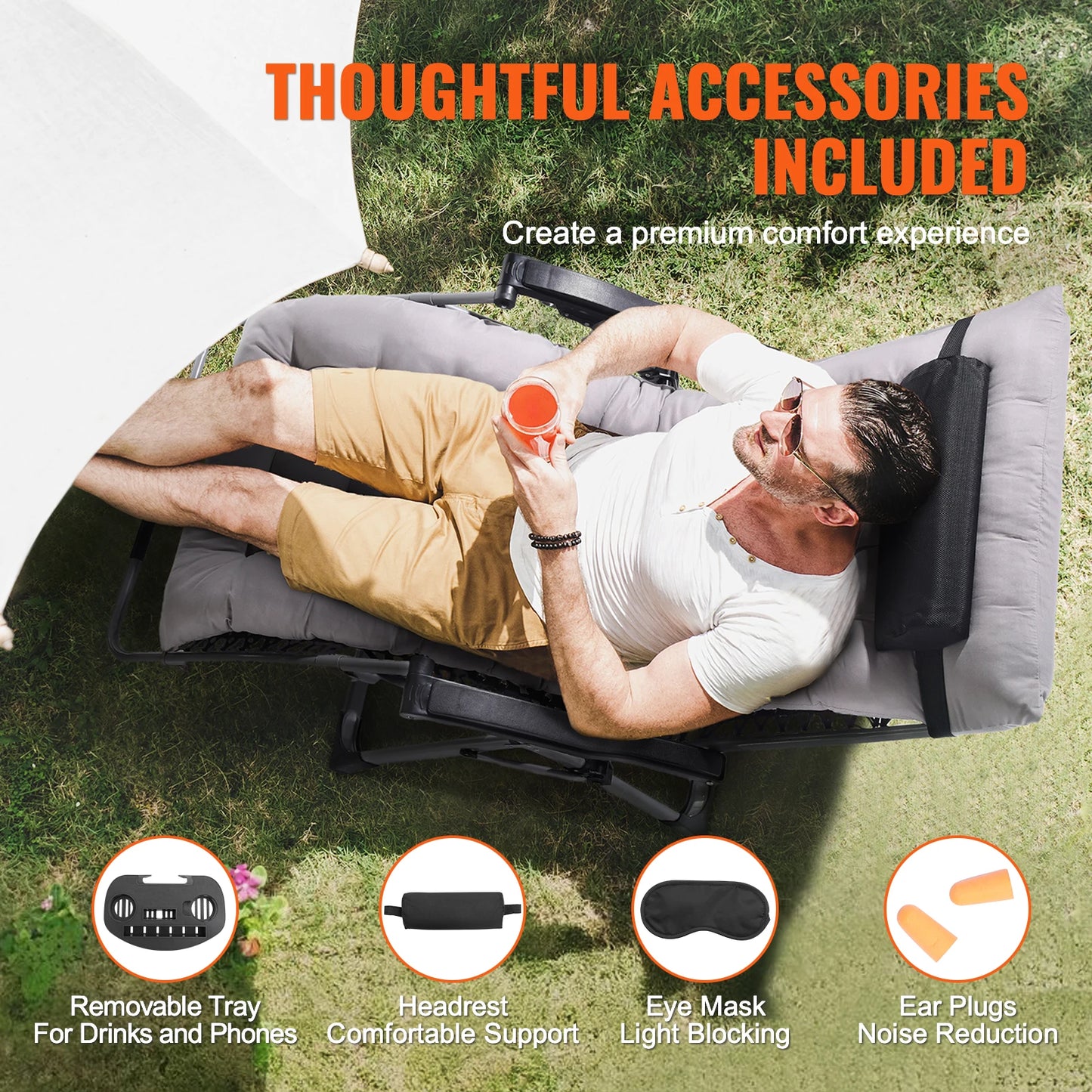 Zero Gravity Chair/Recliner Adjustable Anti Gravity with Cushion Footrest and Cupholder
