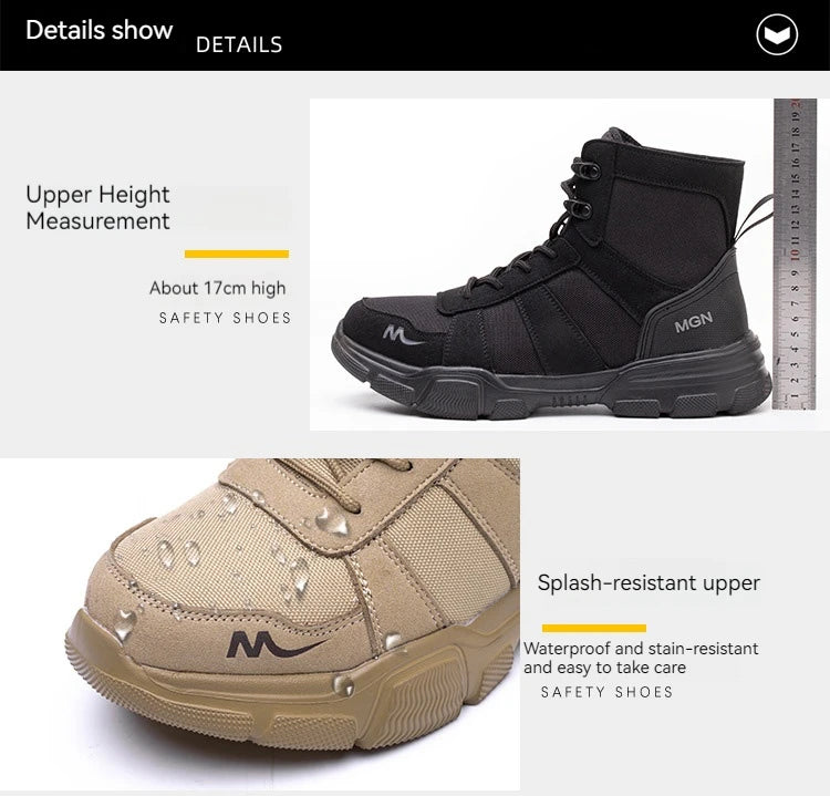 Boots Indestructible Safety Men Steel Toe  Puncture-Proof Sneakers; Women Non Slip Work Shoes