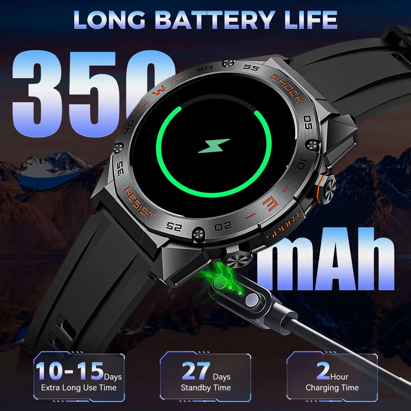 LaNikar Military Smart Watch,Men Fitness Tactical Multiple Sports Modes Heart RateSpO2 Sleep Tracker