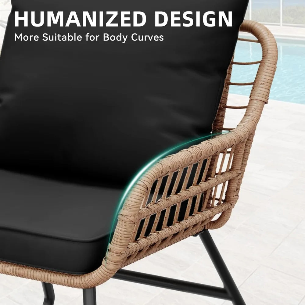 Outdoor Patio Set 4 Pieces, Wicker,Soft Cushion & Coffee Table, Rattan Bistro Set Patio Set Chairs
