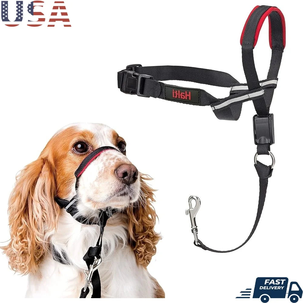 Headcollar Dogs No Pull Adjustable Reflective Lightweight Padded Nose Band Safe Training Tool Leash