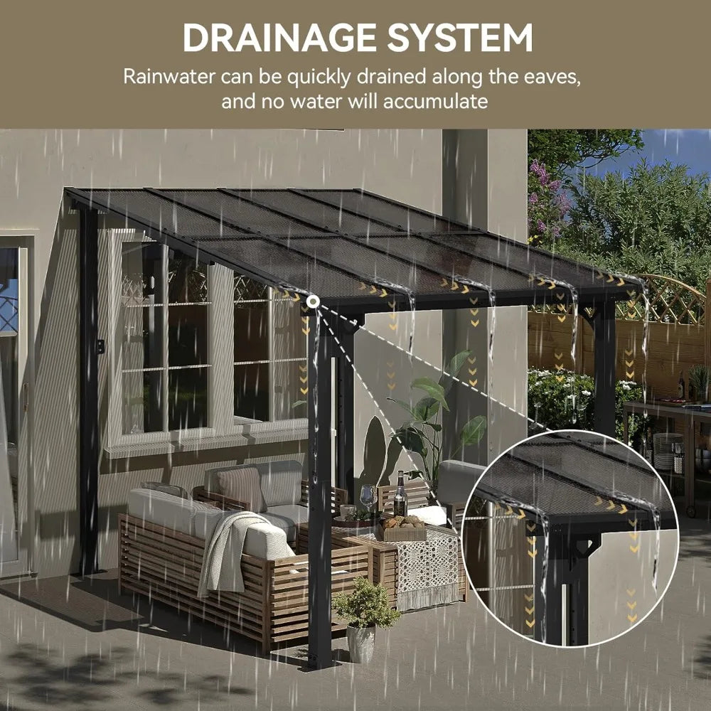 8’x10’ Gazebo, Wall Mounted on Clearance, Outdoor Patio, Large Wall-Mounted Heavy Duty Awnings Patio