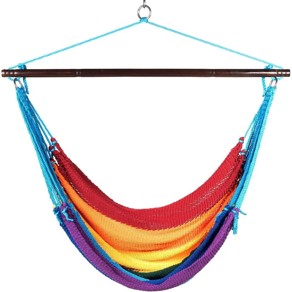 Jumbo Caribbean Hammock Chair with Footrest - 55 inch - Soft-Spun Polyester