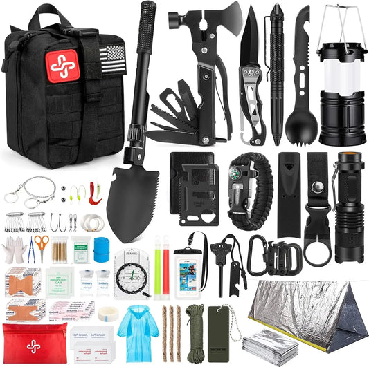 250Pcs Emergency Survival Kit,First Aid, Molle Bag & Tent for emergency,Hiking, Hunting