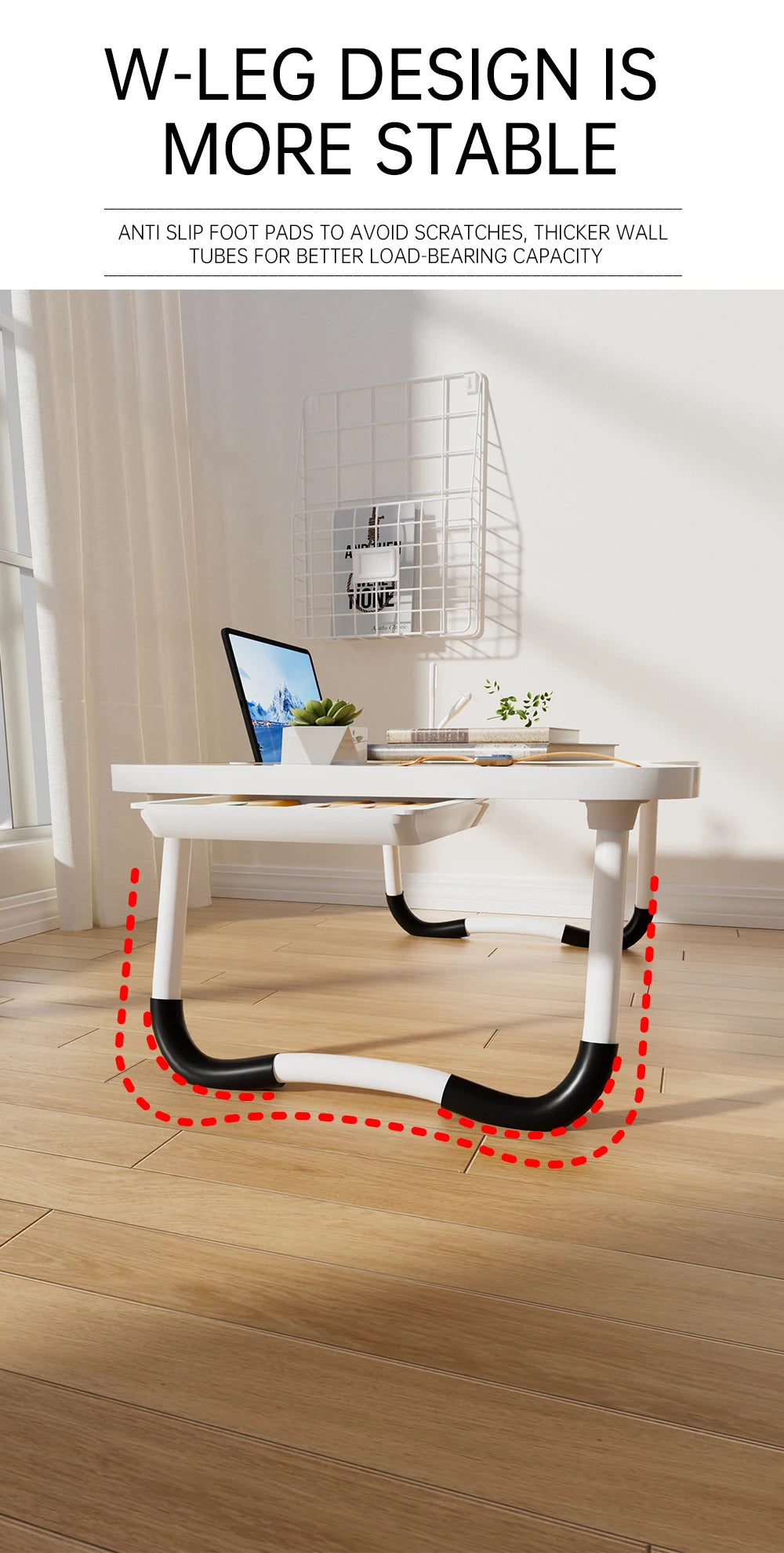 Portable Laptop Desk with USB Light, Small Fan, Cup Holder, laptop Slot, lifting Handle - Foldable