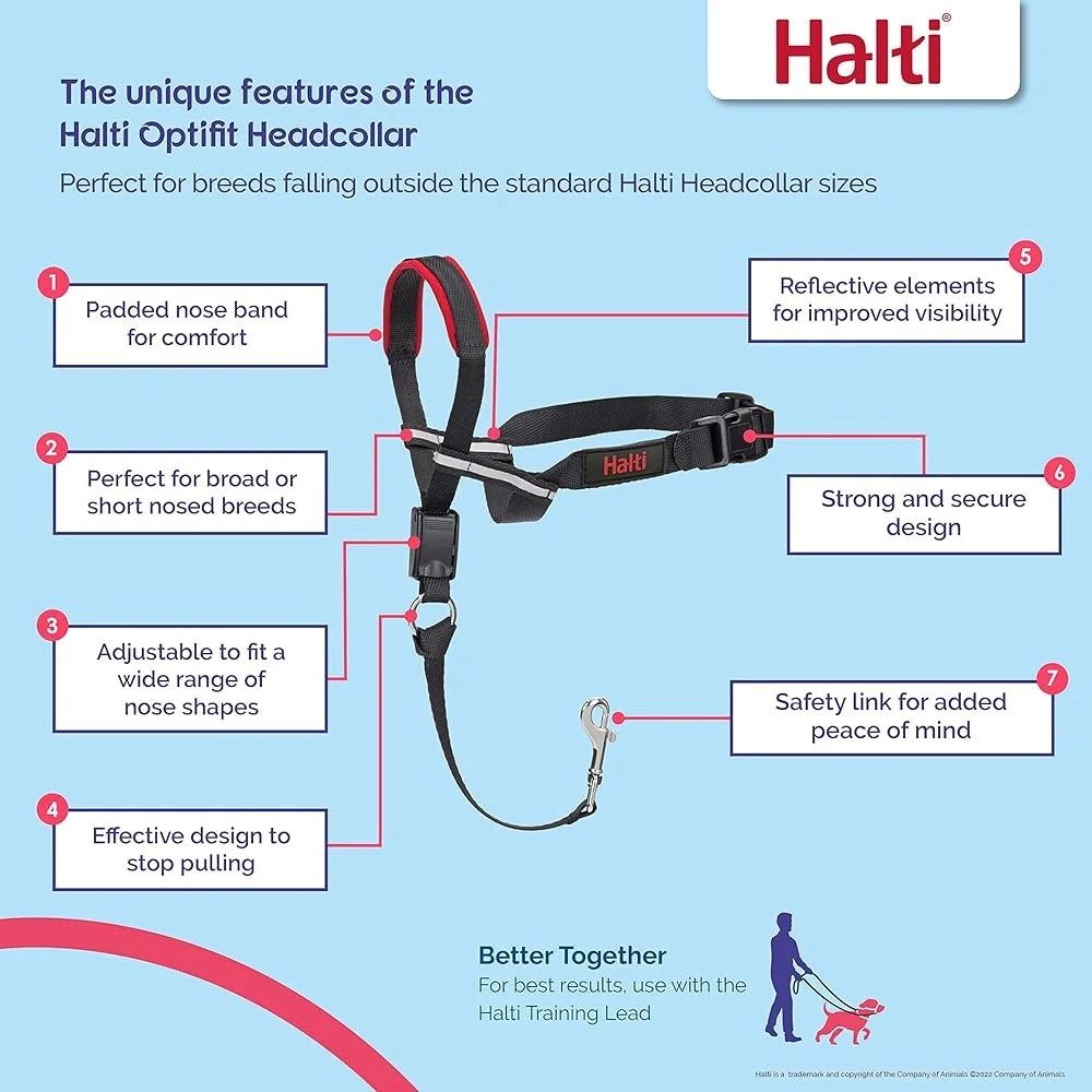 Headcollar Dogs No Pull Adjustable Reflective Lightweight Padded Nose Band Safe Training Tool Leash
