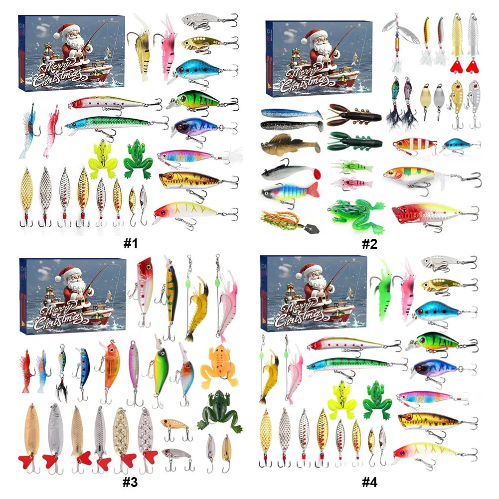 24 Days Fishing Lures Set Surprise Bait Gift for Fishing Lovers Father Boyfriend Brother