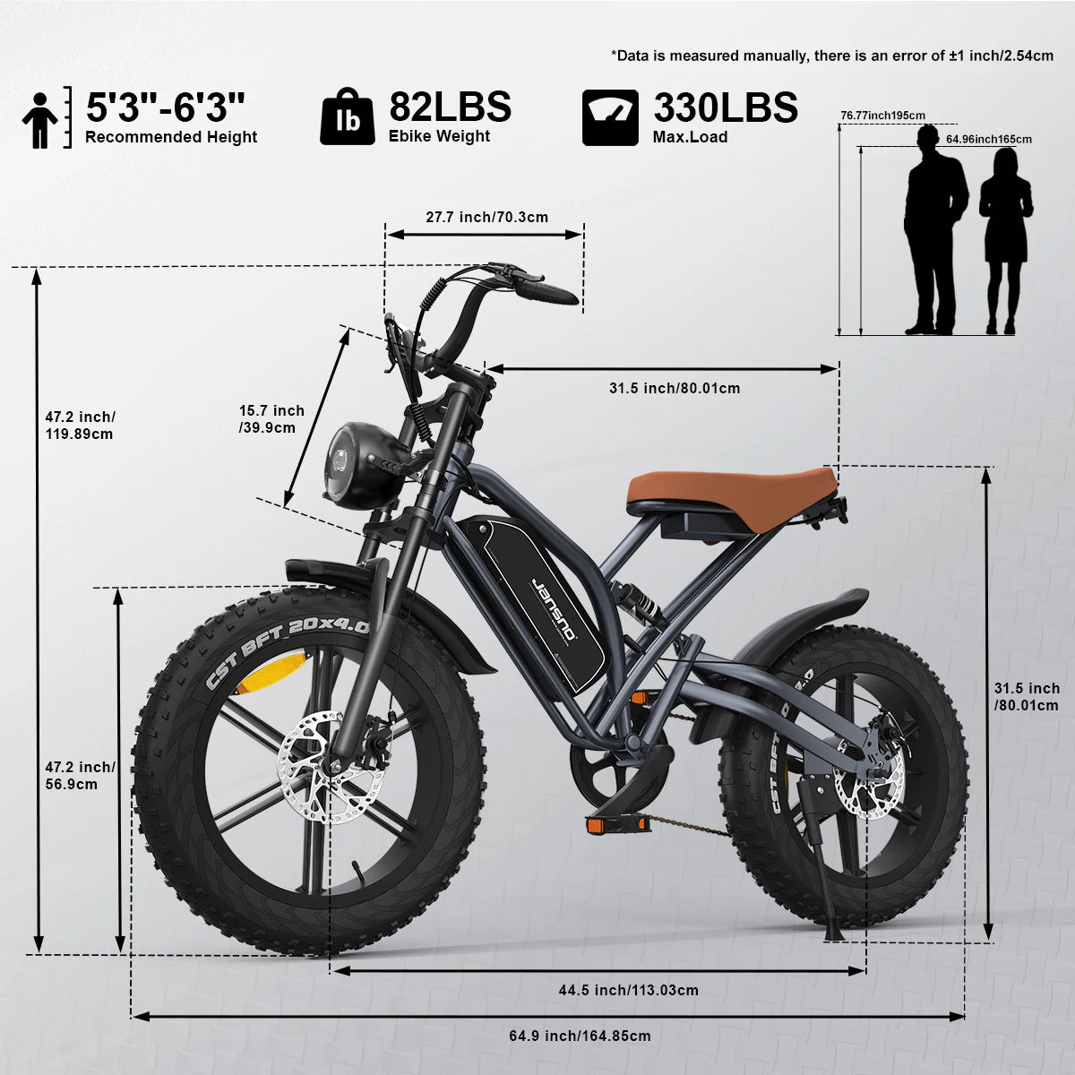 jansno x50 Adult Electric Bike 750W Motor  48V 14AH 20 Inch Tire Mountain Off-Road Motorcycle