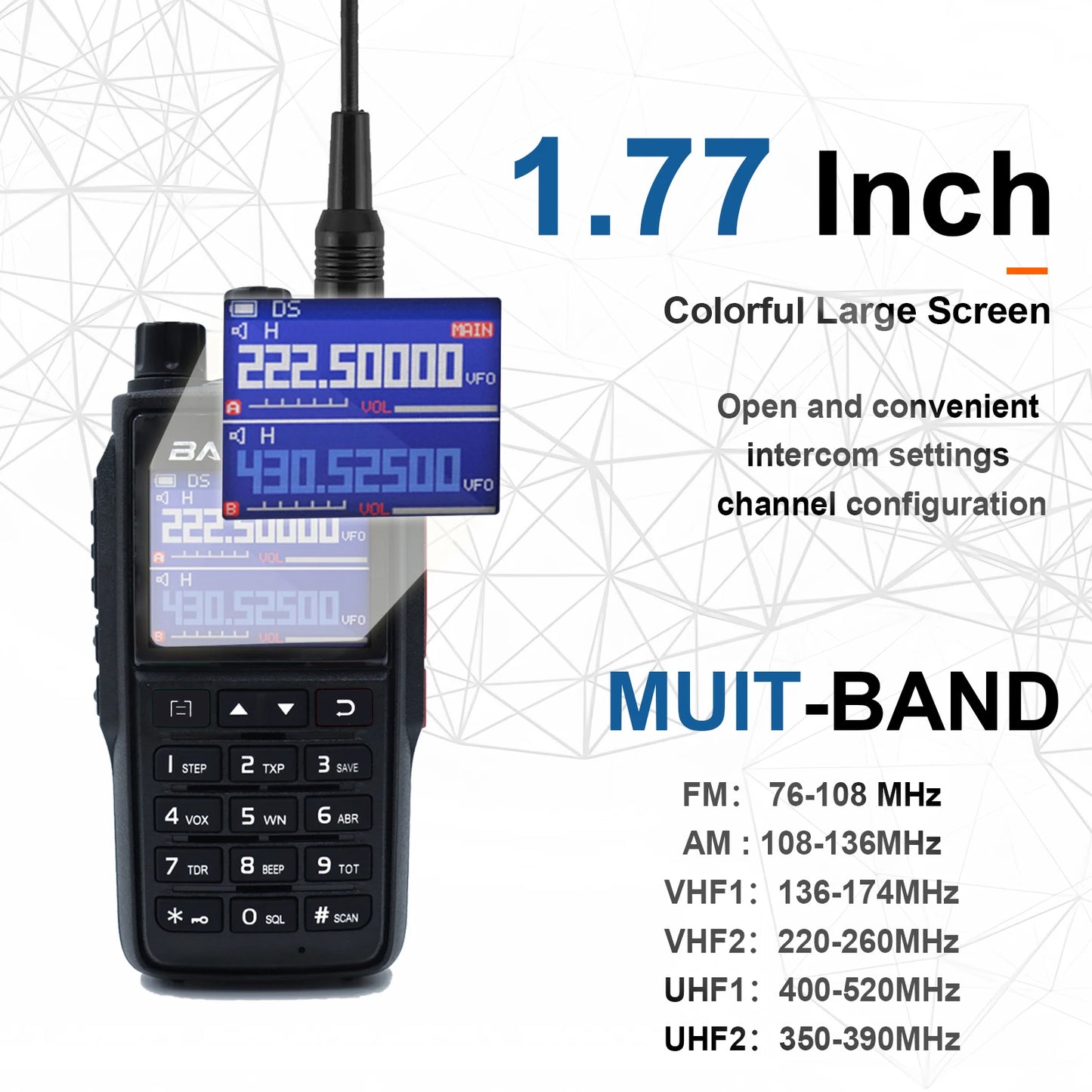 1/2PCS UV-22 intercom long-distance USB Type-C large capacity NOAA 999CH FM two-way radio