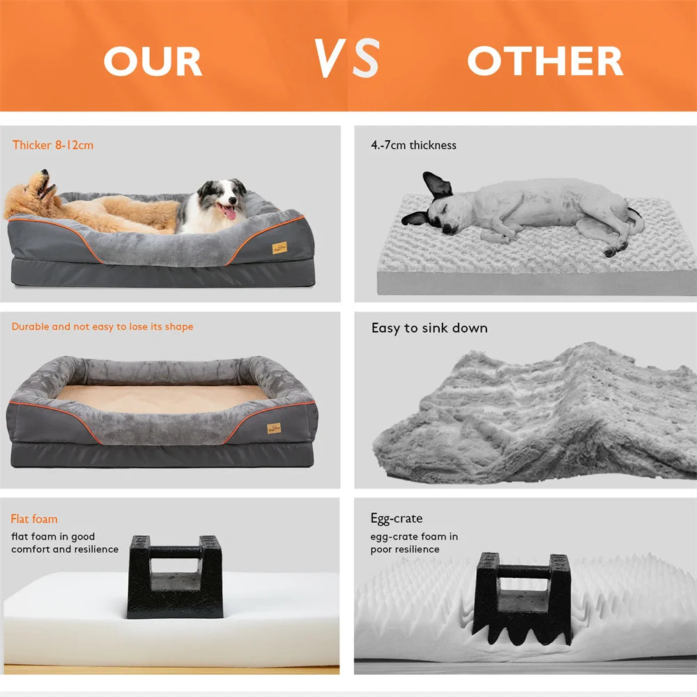 Jumbo Large Orthopedic Dog Bed Memory Foam,Waterproof Elevated Cushion Warm Puppy,Removable Cover