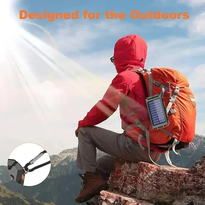 10000mAh Solar Power Bank 4-in-1 - Fast Charge+LED Light Outdoor Camping Gear