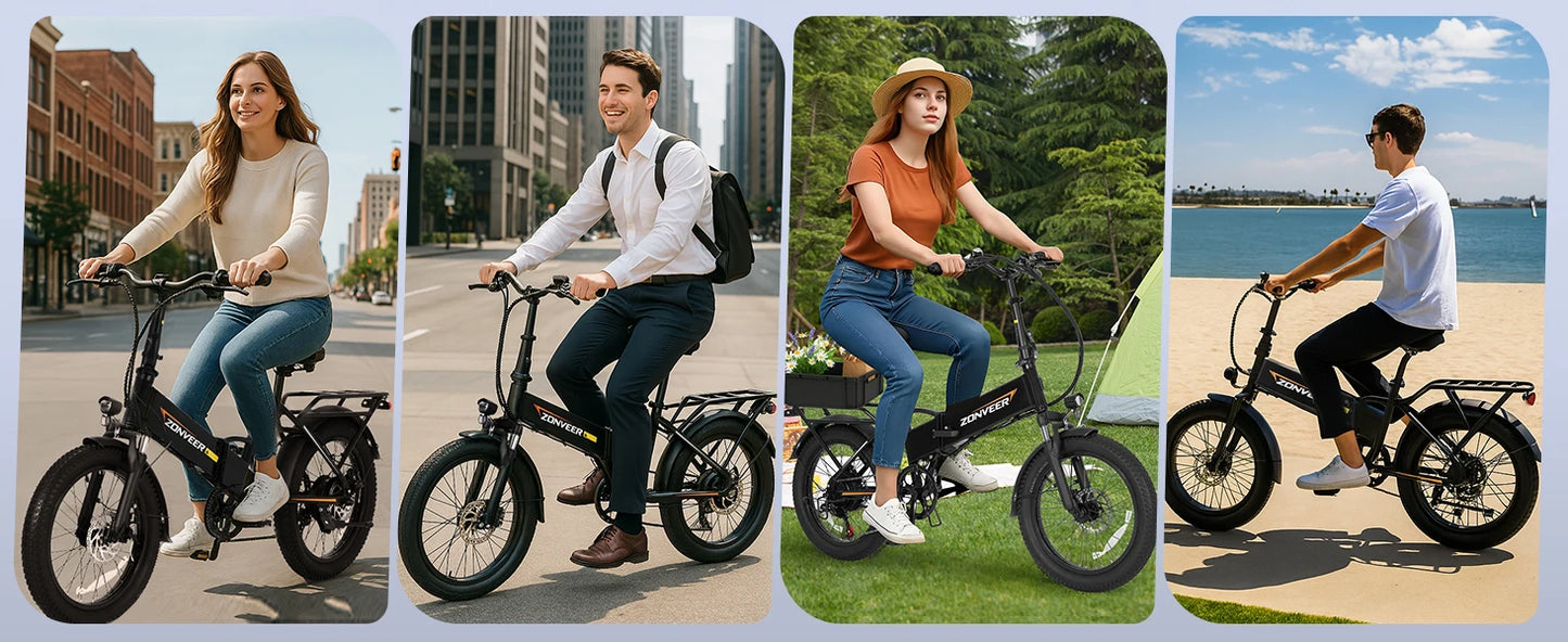 A20 E-Bicycle 1200W Peak Motor 48V10.4AH Lithium Battery Electric Bike 20*3.0 Inch Fat Tire E-bike