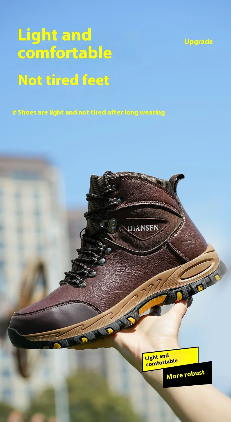 Waterproof Leather Indestructible Men Work Safety Boots Outdoor Anti-smash Anti-puncture Male